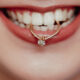 Close up of bride with white teeth